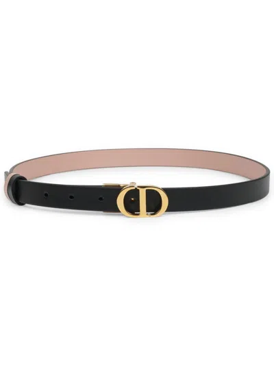 Dior Reversible Leather Belt With Brass Detail In Black