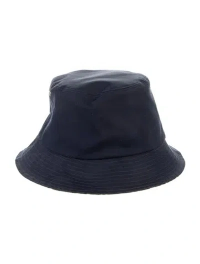 Pre-owned Dior Reversible Teddy-d Oblique Jacquard Bucket Hat In Blue
