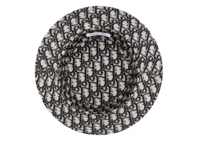 Pre-owned Dior Reversible Teddyd Small Brim Bucket Hat Oblique In Black