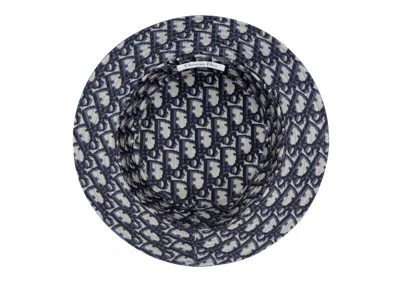 Pre-owned Dior Reversible Teddyd Small Brim Bucket Hat Oblique In Blue