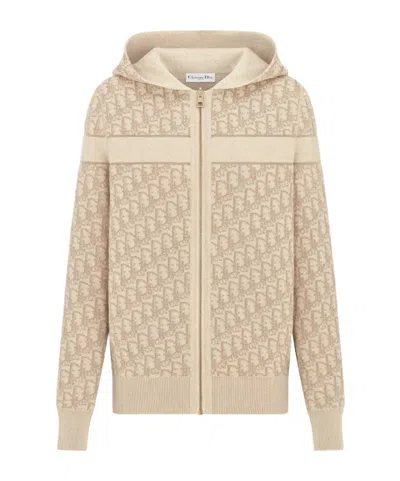 Dior Reversible Zipped Cardigan With Hood In Multi