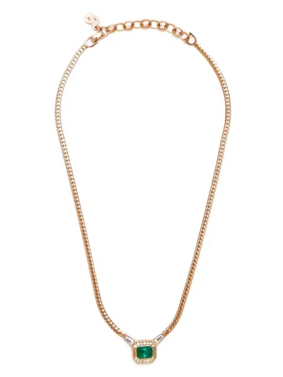 Pre-owned Dior Rhinestone-embellished Chain Necklace In 金色