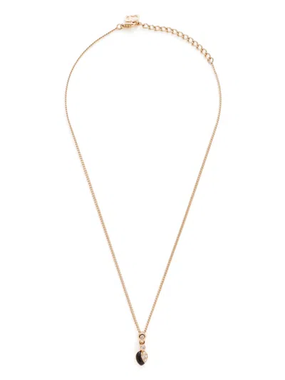 Pre-owned Dior  Rhinestone-embellished Chain Necklace In Gold