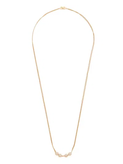 Pre-owned Dior Rhinestone-embellished Chain Necklace In Gold