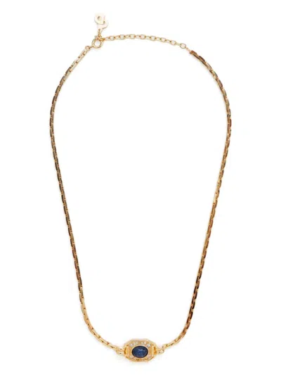 Pre-owned Dior Rhinestone-embellished Necklace In Gold