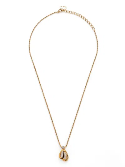 Pre-owned Dior Rhinestone-embellished Necklace In Gold