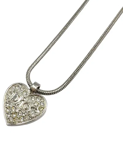 Dior Rhinestone Heart Necklace (authentic Pre-loved) In Metallic