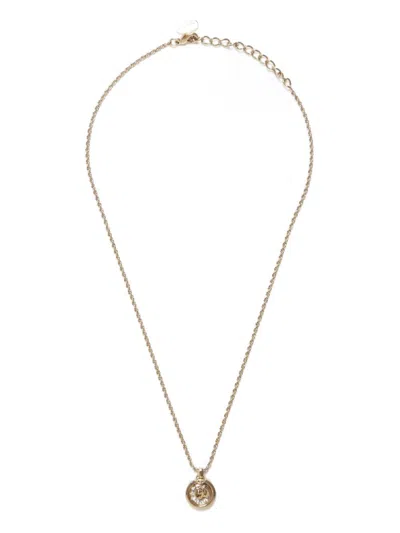 Pre-owned Dior Rhinestone Logo Necklace In 金色