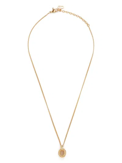 Pre-owned Dior Rhinestone Pendant Necklace In Gold