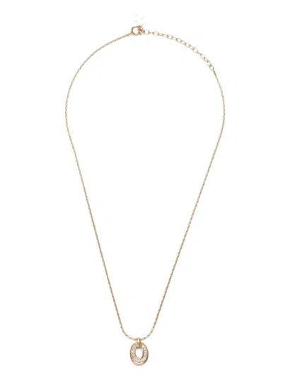 Pre-owned Dior Rhinestone Pendant Necklace In Gold