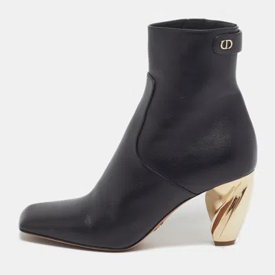 Pre-owned Dior Rhodes Size 38 Black Leather Ankle Length Boots