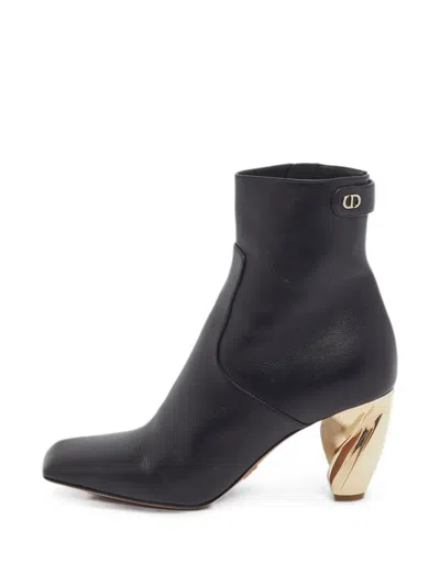 Pre-owned Dior Rhodes Square-toe Ankle Boots In Black
