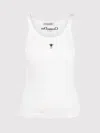 Dior Ribbed Scoop Neck Sleeveless Top In White