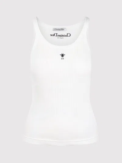 Dior Ribbed Tank Top In White