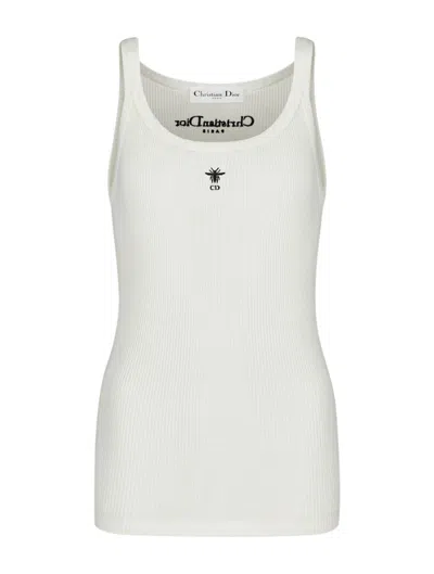 Dior Ribbed White Cotton Jersey Tank Top