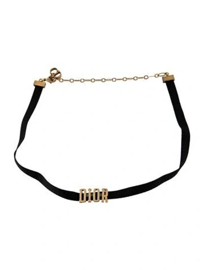 Pre-owned Dior Ribbon Choker Necklace, 14.75" In Multicolor