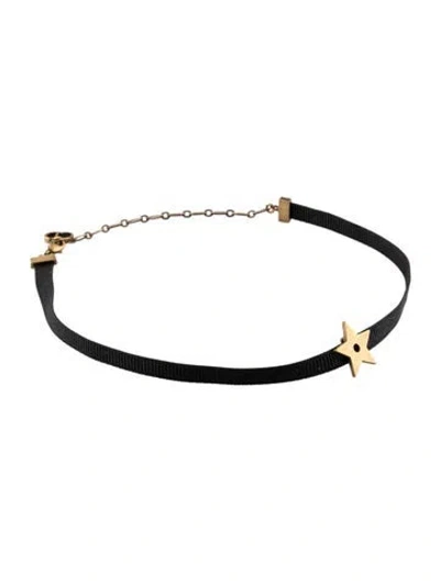 Pre-owned Dior Ribbon D Porte-bonheur Choker Necklace, 14.75" In Black