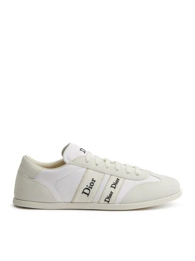 Dior Ribbon Sneaker In Suede Calfskin And Technical Fabric In White