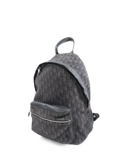 Pre-owned Dior Rider Oblique Canvas Backpack In Black