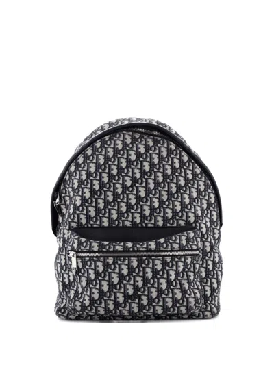 Pre-owned Dior Rider Oblique Canvas Medium Backpack In Blue