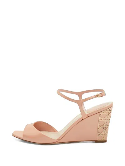 Pre-owned Dior Riviera Wedge Sandals In Orange