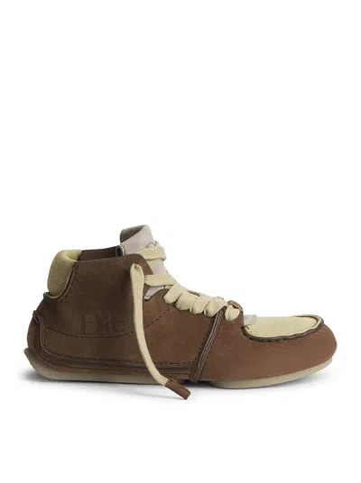 Dior Roadie Lace-up Boot In Suede In Brown