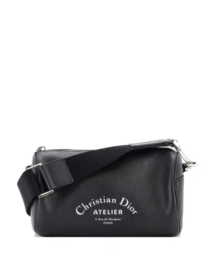 Pre-owned Dior Roller Messenger Bag Leather Crossbody Bag In Black