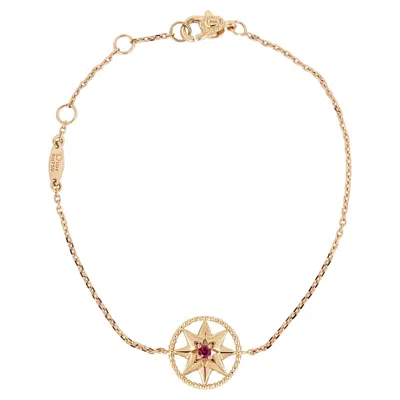 Pre-owned Dior Rose De Vents Bracelet 18k Rose Gold Ruby And Mop In Red
