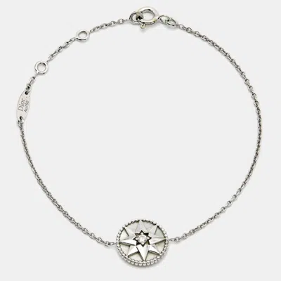 Pre-owned Dior Rose Des Vents Mother Of Pearl Diamond 18k White Gold Bracelet