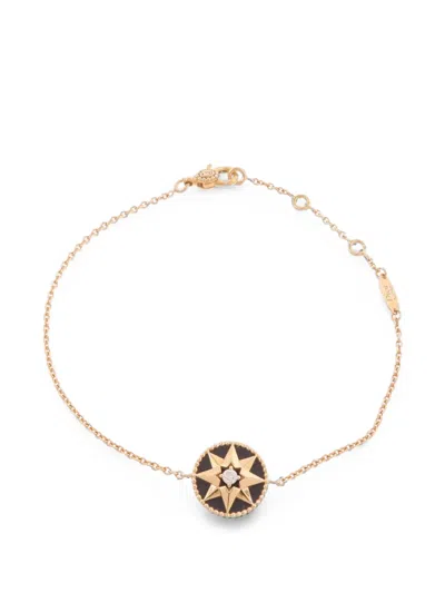 Pre-owned Dior Rose Des Vents Onyx And Diamond Bracelet In Gold