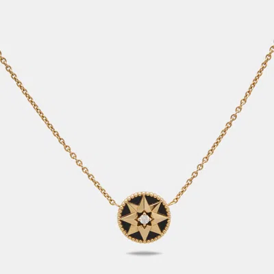 Pre-owned Dior Rose Des Vents Onyx Diamond 18k Rose Gold Necklace