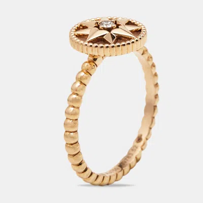 Pre-owned Dior Rose Des Vents Pink Opal Diamond 18k Rose Gold Ring Size 52