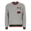 Dior Rose Embroidered Cotton Crewneck Pullover For Men Grey