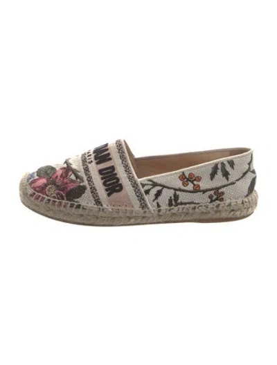 Pre-owned Dior Rose Mutabilis Canvas Espadrilles In Neutral