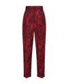 Dior Rose Pattern Casual Pants In Red
