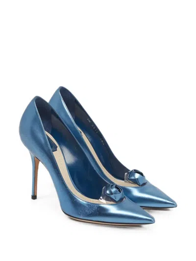Pre-owned Dior Rose Pointed-toe Pumps In Blue