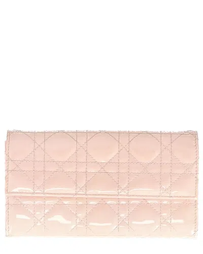 DIOR DIOR ROSE SHEEP LEATHER CANNAGE QUILTED LADY WALLET (AUTHENTIC PRE-LOVED)