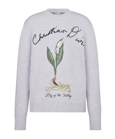 Dior Round-collar And Long-sleeved Sweater In White