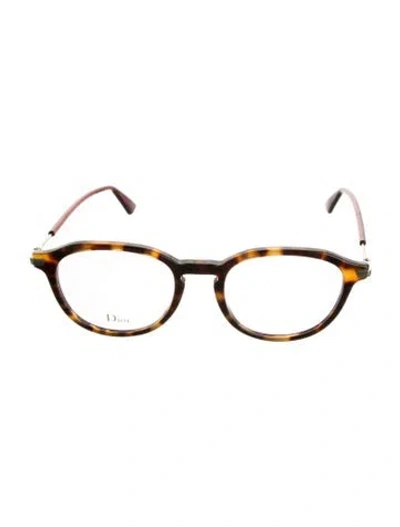 Pre-owned Dior Round Eyeglasses In Brown