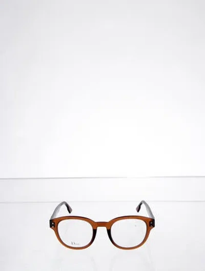 Pre-owned Dior Round Eyeglasses In Brown