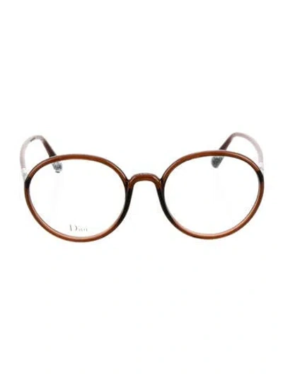 Pre-owned Dior Round Eyeglasses In Brown