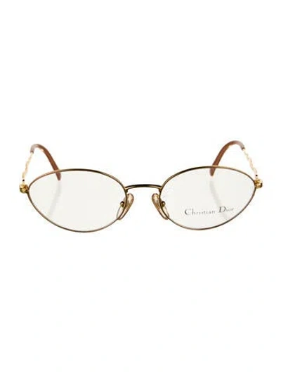 Pre-owned Dior Round Eyeglasses In Gold