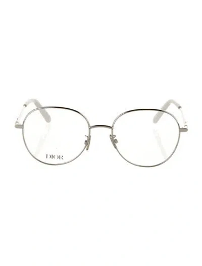 Pre-owned Dior Round Eyeglasses In Silver