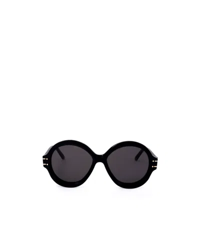 Dior Round Frame Sunglasses In Black