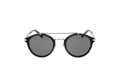 Dior Blacksuit R7u Acetate And Silver-tone Round-frame Sunglasses