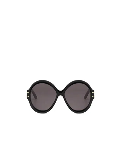 Dior Round Frame Sunglasses In Black