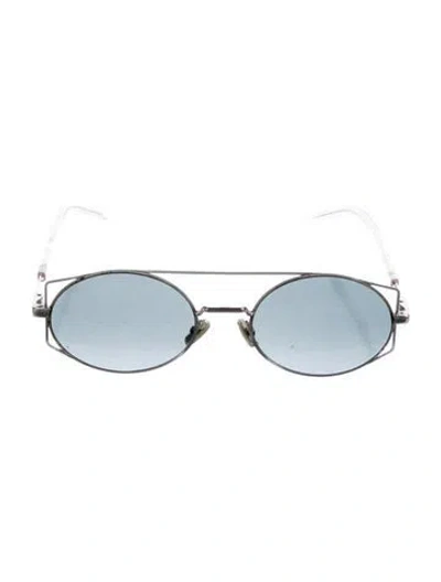 Pre-owned Dior Round Gradient Sunglasses In Silver