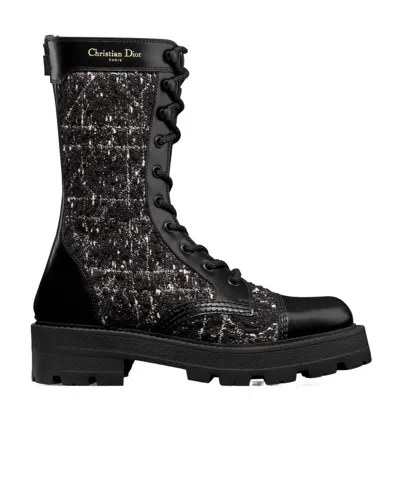 Dior Round-head Short Boots In Black