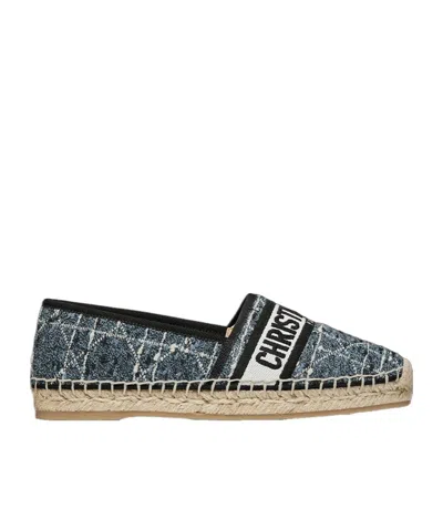 Dior Round-head Straw Shoes In Multicolor