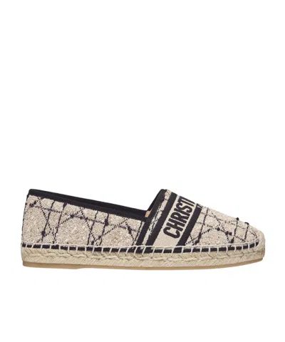 Dior Round-head Straw Shoes In Nude